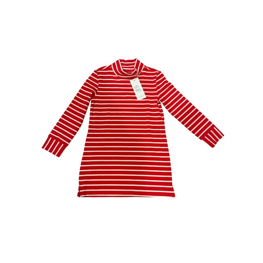 Renwick‎ Striped Mock Neck Dress Red & White Pima Cotton Kids Size 4/5